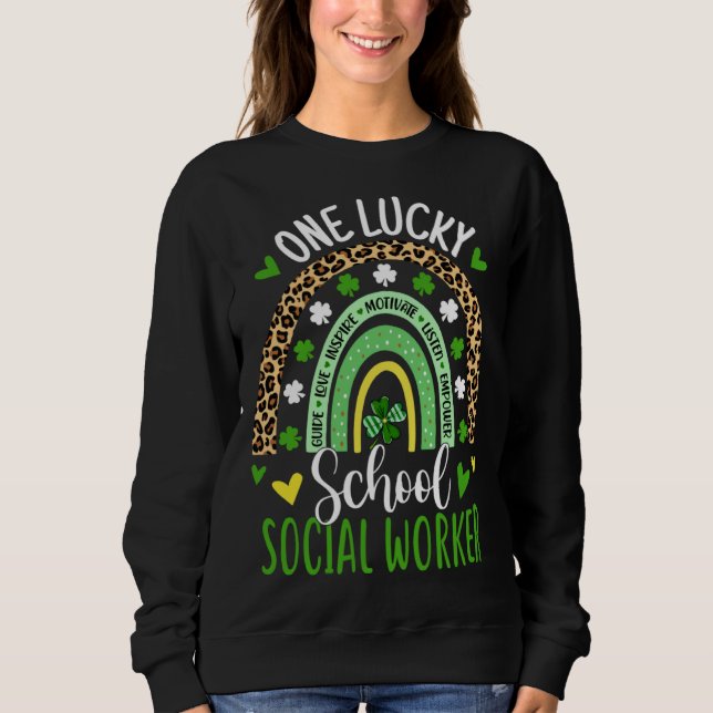 One Lucky School Social Worker Rainbow St Patricks Sweatshirt (Vorderseite)