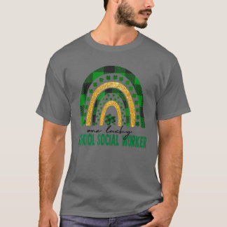 One Lucky School Social Worker Rainbow St Patricks T-Shirt