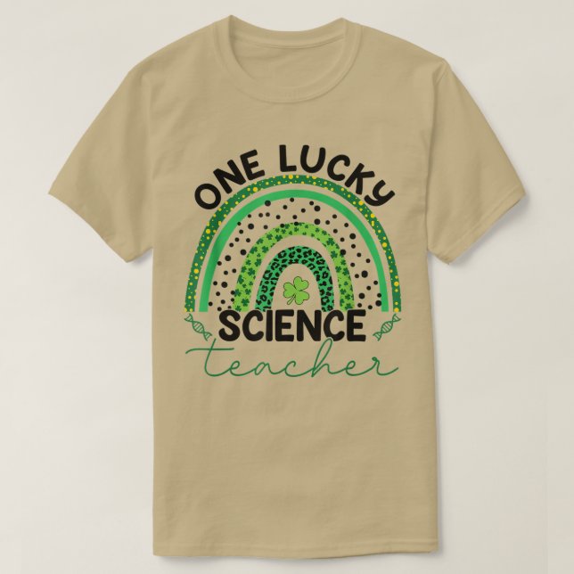 One Lucky Science Teacher Leopard Rainbow Saint Pa T-Shirt (Design vorne)