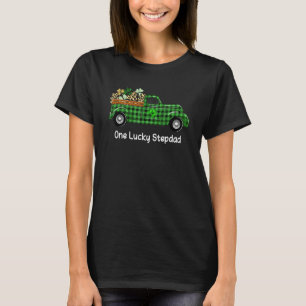 One Lucky Stepdad Truck Green Karierte Kleeblätter T-Shirt