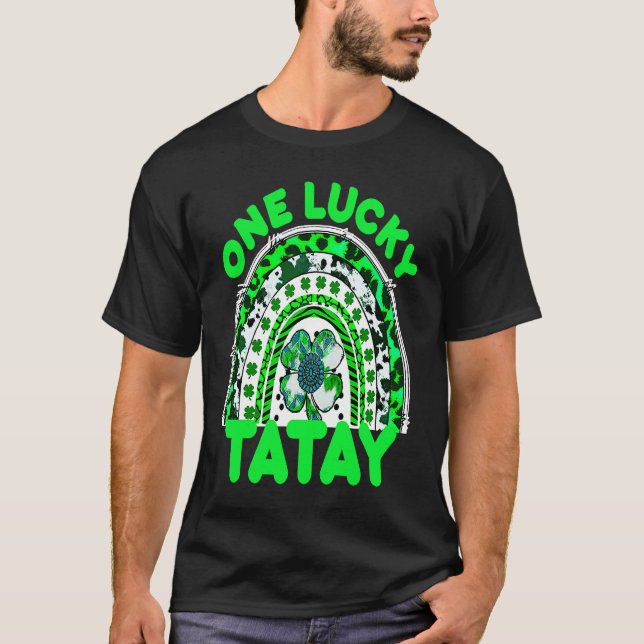 One Lucky Tatay Good Luck Green Rainbow Shamrock L T-Shirt (Vorderseite)