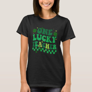 One Lucky Teacher Groovy Retro St Patrick's Day Bo T-Shirt