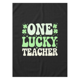 One Lucky Teacher Groovy Retro Teacher St Patricks Tischdecke