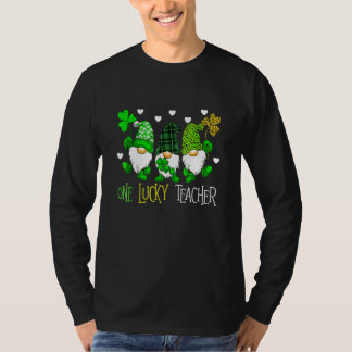 One Lucky Teacher Irish Gnome Leopard Patricks Day T-Shirt