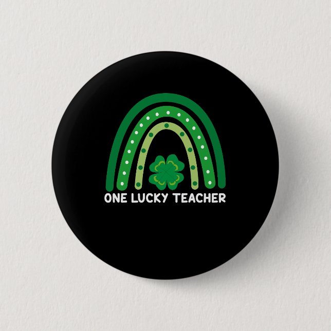 One Lucky Teacher Irish Rainbow St Patrick's Day Button (Vorderseite)