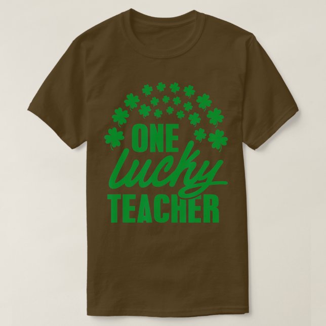 One Lucky Teacher Kleeblatt Regenbogen Clover St P T-Shirt (Design vorne)
