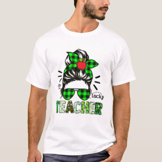 One Lucky Teacher Messy Women St Patrick's Day T-Shirt