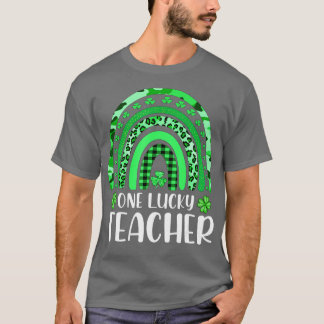One Lucky Teacher Rainbow Leopard Kleeblatt St Pat T-Shirt