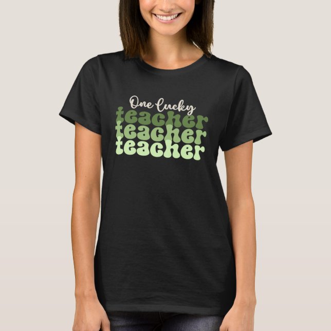 One Lucky Teacher School Retro St Patricks Day Tee (Vorderseite)
