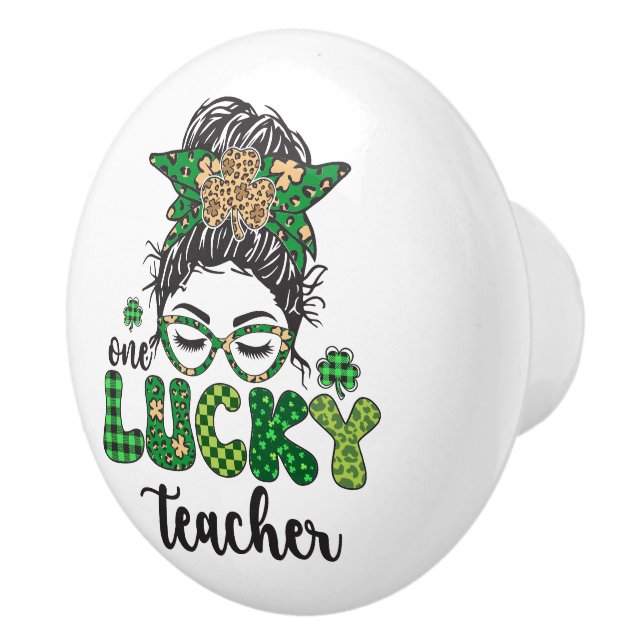 One Lucky Teacher - St. Patrick's Day Keramikknauf (Rechts)