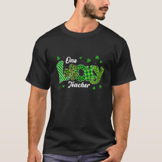 One Lucky Teacher St Patrick's Day Kleeblatt Leopa T-Shirt