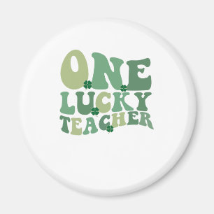 One Lucky Teacher St Patricks Day Retro Groovy Magnet