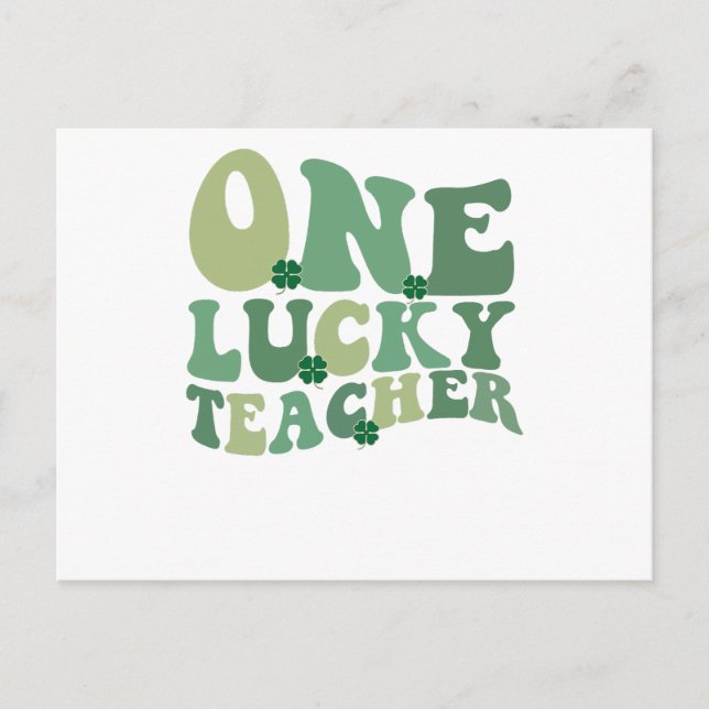 One Lucky Teacher St Patricks Day Retro Groovy Postkarte (Vorderseite)