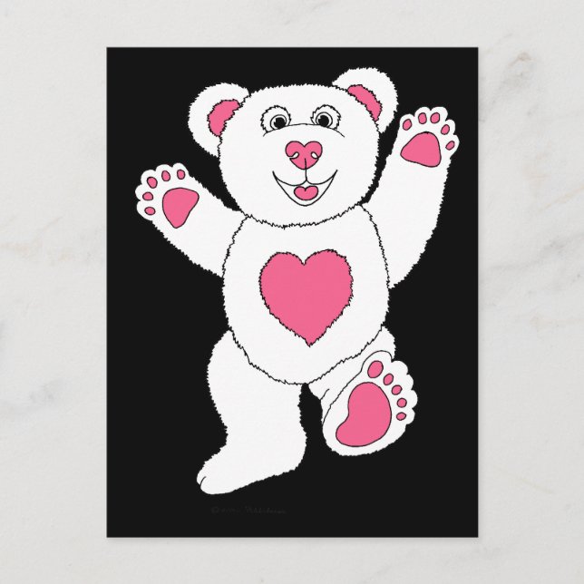One Lucky Teddy (pink) Postkarte (Vorderseite)