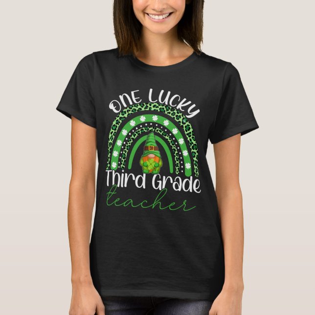 One Lucky Third Grade Teacher Gnomes St Patricks R T-Shirt (Vorderseite)