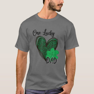 One Lucky Vater Leopard Heart St Patrick's Day T-Shirt