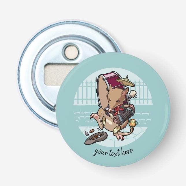 One Man Band Busker Cartoon Bandicoot Flaschenöffner (Vorderseite)