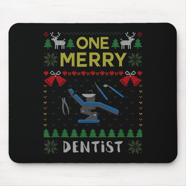 One Merry Dentist Dental Doctor Ugly Christmas Swe Mousepad (Vorne)