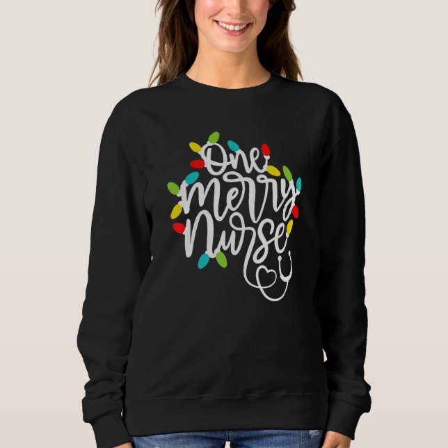 One Merry Nurse Christmas Lights Santa's Favorite  Sweatshirt (Vorderseite)