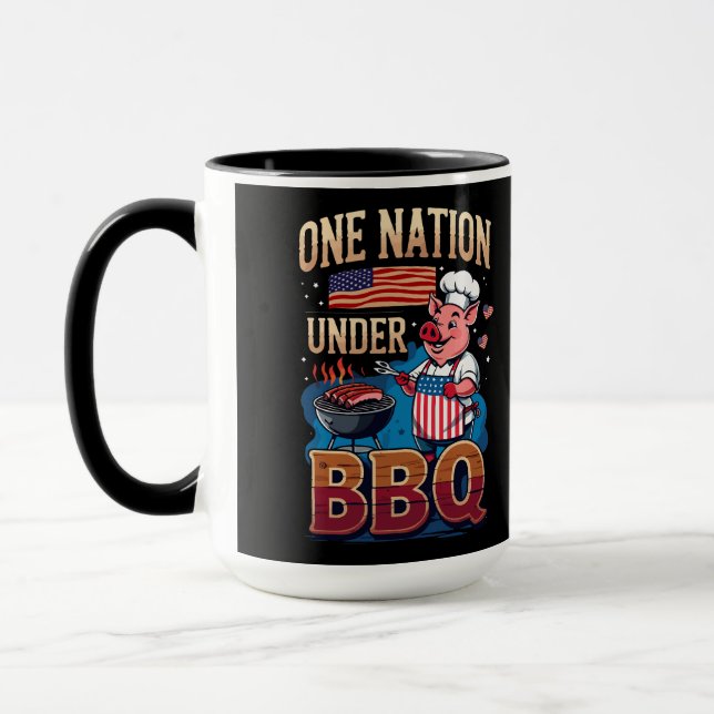 One Nation Under BBQ – Vintage Chef Grillmaster Tasse (Links)