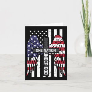 One Nation Under God Cross Flag Wings Memorial Day Karte