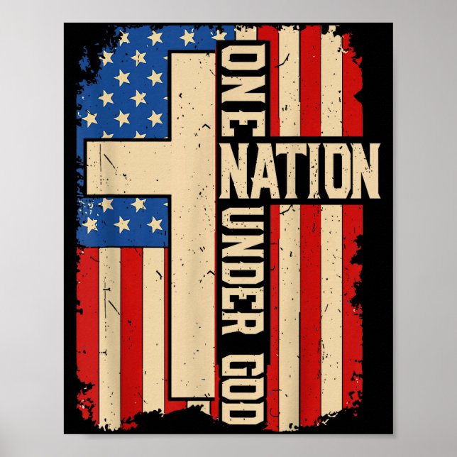 One Nation Under God Patriotic Christian Faith Ame Poster (Vorne)