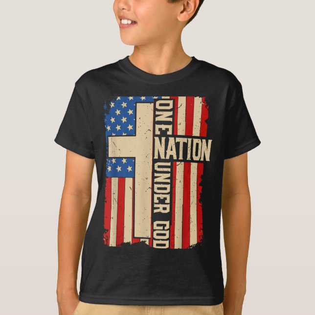 One Nation Under God Patriotic Christian Faith Ame T-Shirt (Vorderseite)