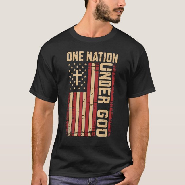 One Nation Under God USA Patriotic Christian T-Shirt (Vorderseite)