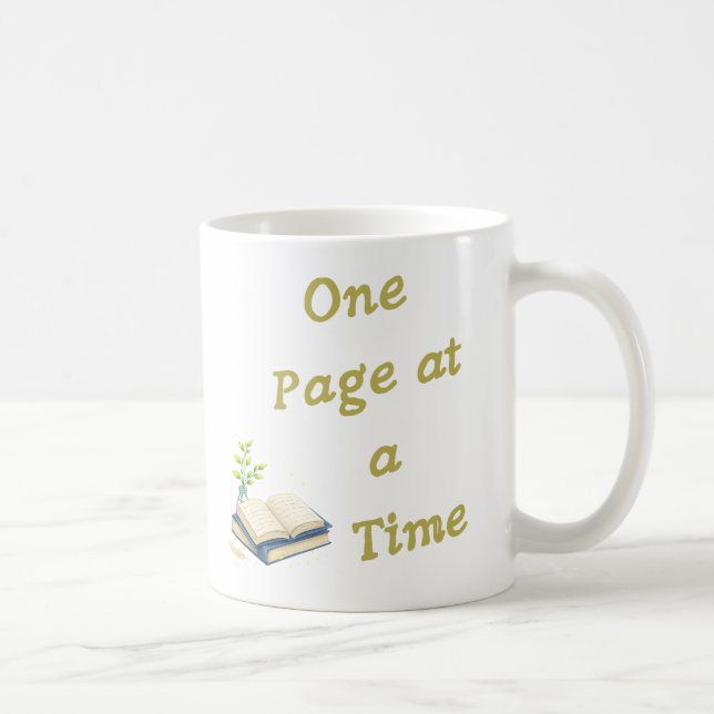 One Page at a Time – Mindful Reading Design Kaffeetasse (Rechts)