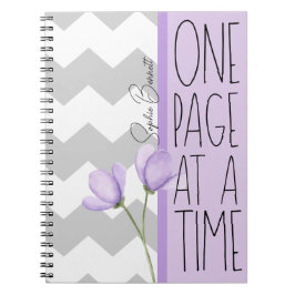 One Page at a Time – Motivational Lavender Floral Notizblock