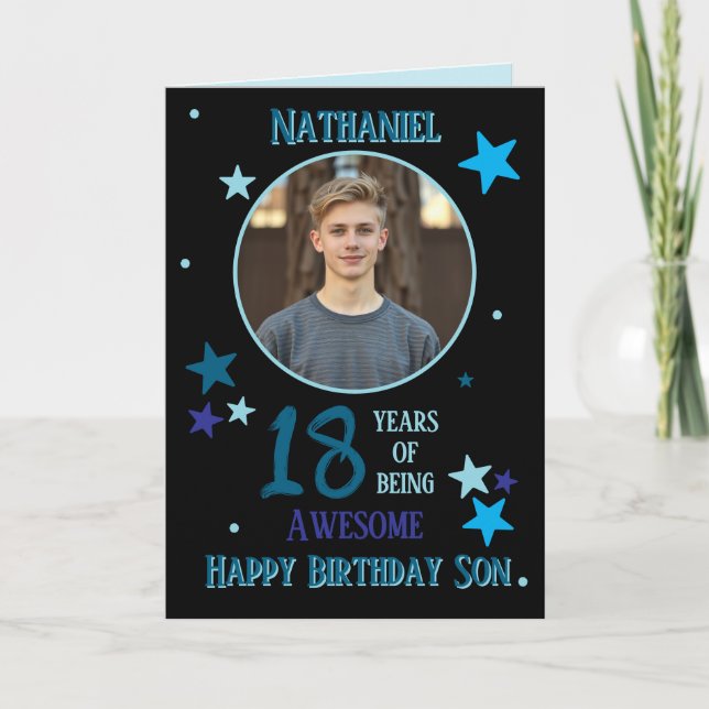 One Photo 18th Birthday Card For Son Karte (Vorderseite)