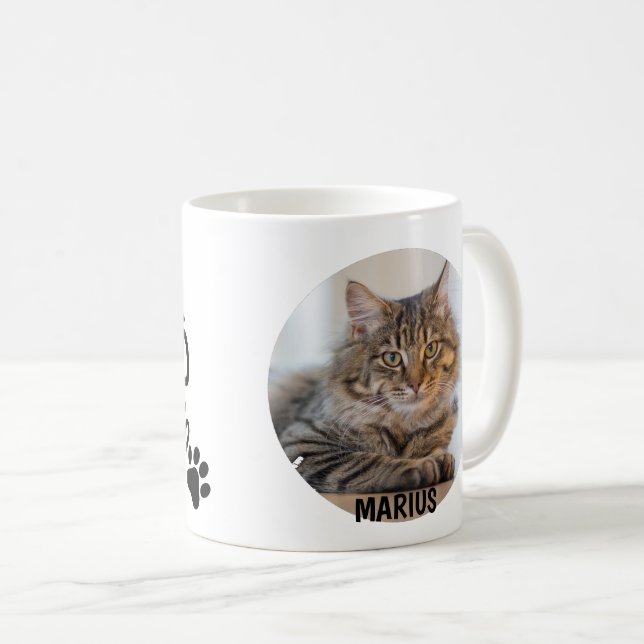 One Photo Best Cat Dad Ever Pet Paw Prints Kaffeetasse (VorderseiteRechts)