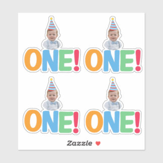  One Photo birthday Cupcake Topper Aufkleber