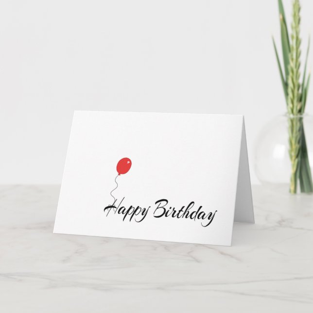 One Red Balloon Happy Birthday Card Dankeskarte (Vorderseite)