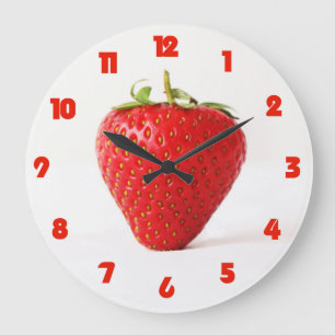 One Red Strawberry Fat Red Numbers wccn Large Cloc Große Wanduhr