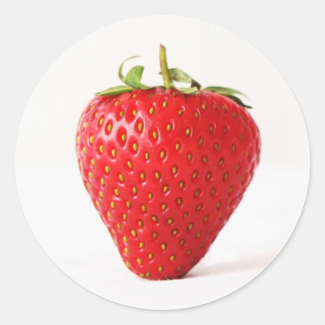One Red Strawberry stkcna Runder Aufkleber (Vorderseite)