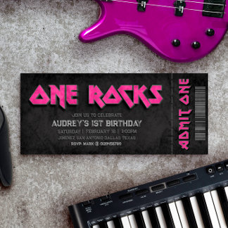 One Rocks - Girl 1. Geburtstag Einladung