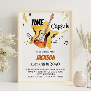 One Rocks Gitarre Geburtstag Time Kapsel Zeichen Poster