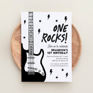 One Rocks Gitarren Rock und Roll 1. Geburtstag Einladung