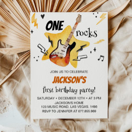 One Rocks Gitarren Rock und Roll Birthday Einladun Einladung