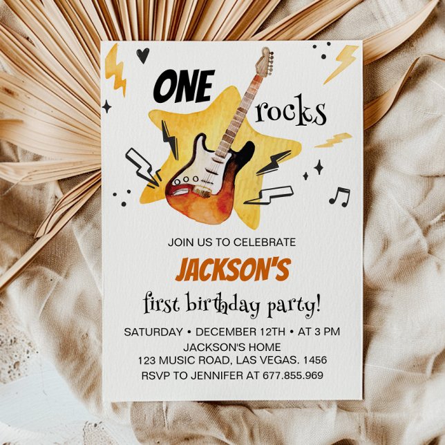 One Rocks Gitarren Rock und Roll Birthday Einladun Einladung (Von Creator hochgeladen)