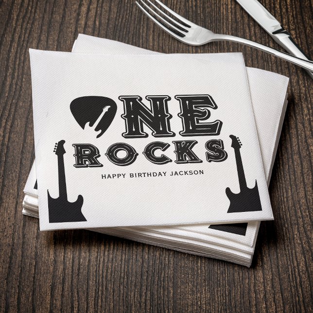 One Rocks Gitarrenplektrum 1. Geburtstagsfeier Serviette (Von Creator hochgeladen)