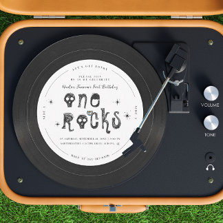 One Rocks | Retro Rock'n'roll Vinyl Record Einladung