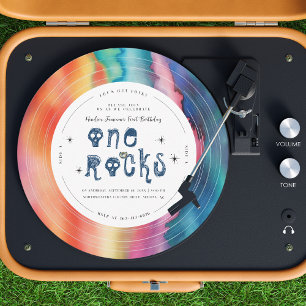 One Rocks   Tie Dye Rock'n'roll Vinyl Schallplatte Einladung