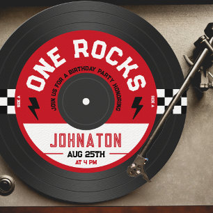 One Rocks Vinyl-Schallplatte Rock n Roll 1. Geburt Einladung