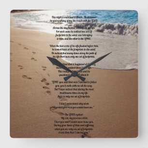 One Set Of Footprints Square Wall Clock Quadratische Wanduhr