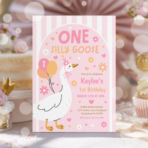 One Silly Goose 1. Geburtstagsfeier Frühhling Gebu Einladung