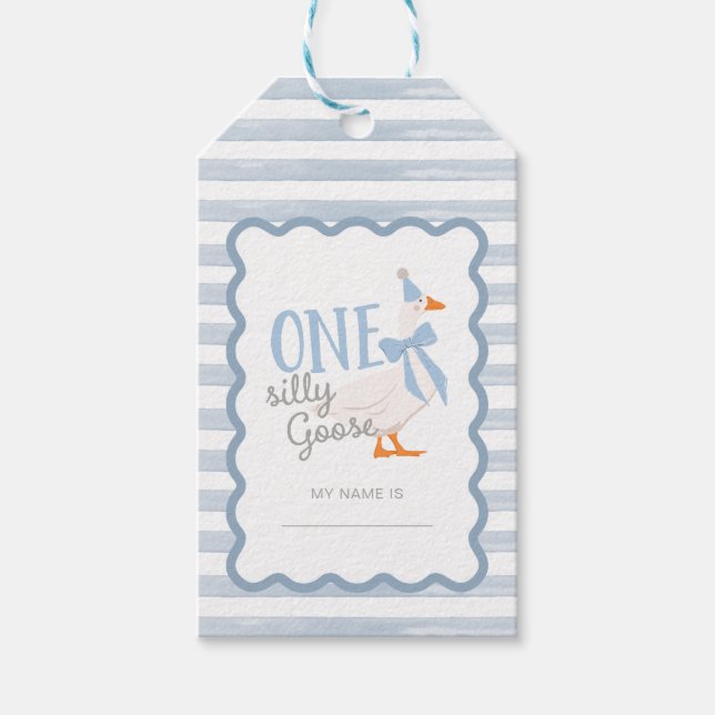 One Silly Goose 1st Birthday Adoption Stuffie  Geschenkanhänger (Vorderseite)