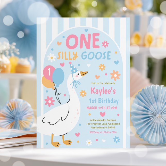 One Silly Goose 1st Birthday Party Spring Birthday Einladung (Von Creator hochgeladen)