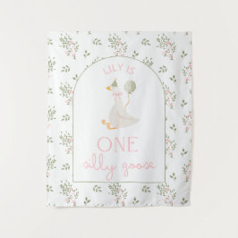 One Silly Goose Birthday Personalized Banner  Wandteppich